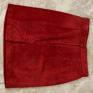The limited red leather skirt